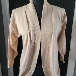 My Michelle Beige Open-Front Cardigan